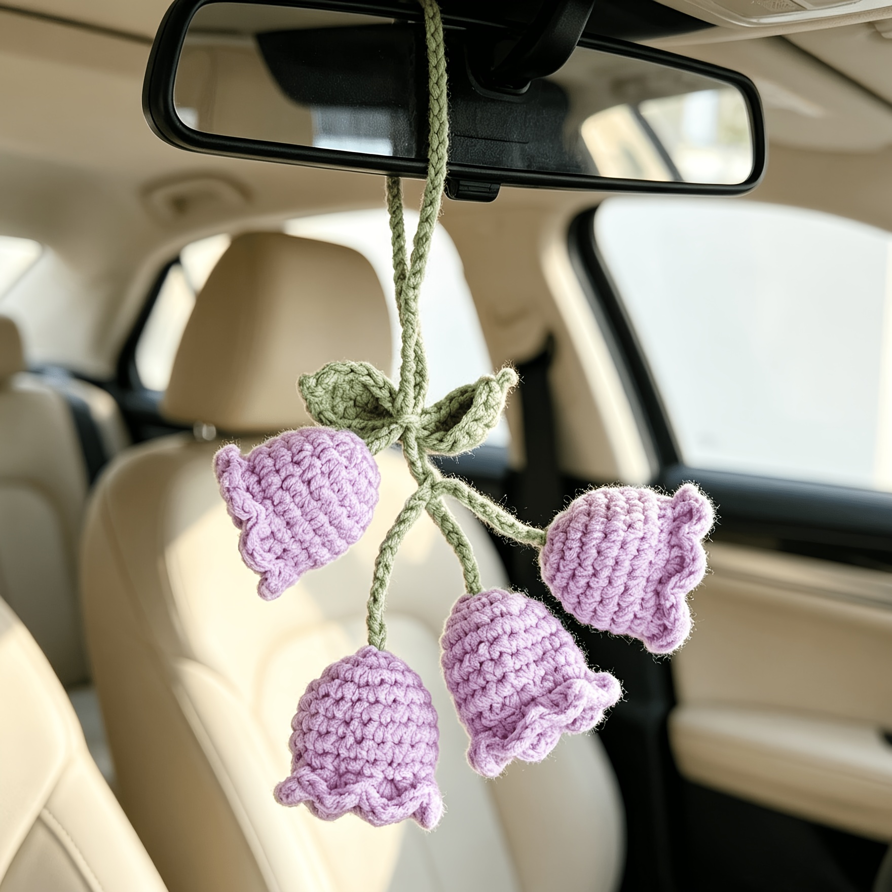 2pcs Handmade Crochet Lily Charm for Bag Backpack Keychain